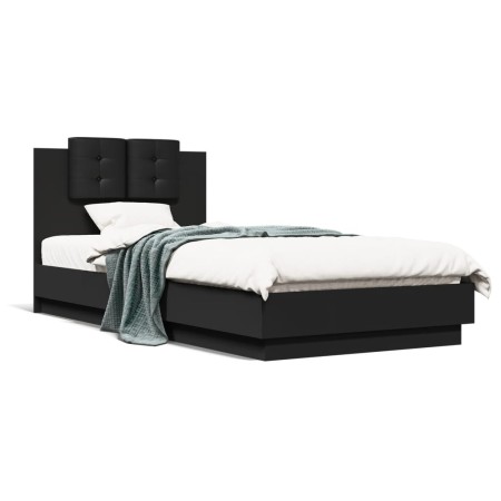 vidaXL Bettgestell mit Kopfteil Schwarz 90x200 cm Holzwerkstoff