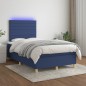 vidaXL Boxspringbett mit Matratze & LED Blau 120x190 cm Stoff vidaXL Boxspringbett mit Matratze & LED Blau 120x190 cm Stoff