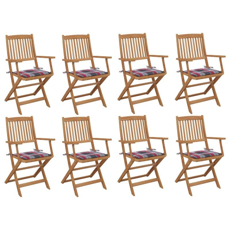 vidaXL Klappbare Gartenstühle mit Kissen 8 Stk. Massivholz Akazie vidaXL Klappbare Gartenstühle mit Kissen 8 Stk. Massivholz Akazie