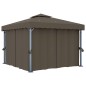 vidaXL Pavillon mit Vorhängen & LED-Lichterkette 3x3 m Taupe vidaXL Pavillon mit Vorhängen & LED-Lichterkette 3x3 m Taupe