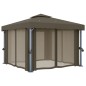 vidaXL Pavillon mit Vorhängen & LED-Lichterkette 3x3 m Taupe vidaXL Pavillon mit Vorhängen & LED-Lichterkette 3x3 m Taupe