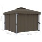 vidaXL Pavillon mit Vorhängen & LED-Lichterkette 3x3 m Taupe vidaXL Pavillon mit Vorhängen & LED-Lichterkette 3x3 m Taupe