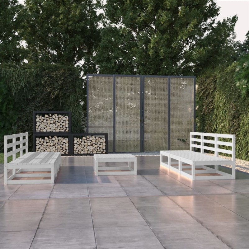 vidaXL 7-tlg. Garten-Lounge-Set Weiß Massivholz Kiefer vidaXL 7-tlg. Garten-Lounge-Set Weiß Massivholz Kiefer