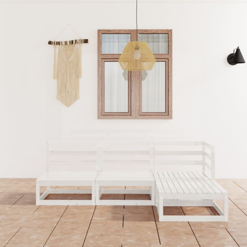 vidaXL 4-tlg. Garten-Lounge-Set Weiß Massivholz Kiefer vidaXL 4-tlg. Garten-Lounge-Set Weiß Massivholz Kiefer