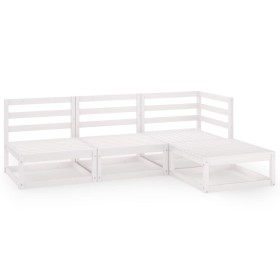 vidaXL 4-tlg. Garten-Lounge-Set Weiß Massivholz Kiefer