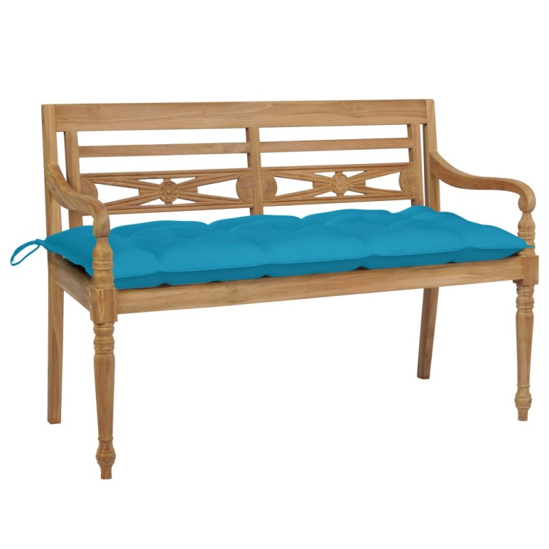 vidaXL Batavia-Gartenbank mit Hellblauem Kissen 120 cm Teak Massivholz vidaXL Batavia-Gartenbank mit Hellblauem Kissen 120 cm Teak Massivholz