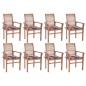 vidaXL Essstühle 8 Stk. Rote Karomuster-Kissen Massivholz Teak vidaXL Essstühle 8 Stk. Rote Karomuster-Kissen Massivholz Teak