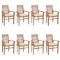 vidaXL Essstühle 8 Stk. mit Cremeweißen Kissen Massivholz Teak vidaXL Essstühle 8 Stk. mit Cremeweißen Kissen Massivholz Teak