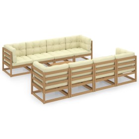 vidaXL 9-tlg. Garten-Lounge-Set mit Kissen Kiefer Massivholz