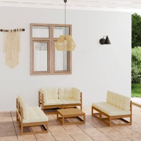 vidaXL 7-tlg. Garten-Lounge-Set mit Kissen Kiefer Massivholz