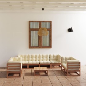vidaXL 9-tlg. Garten-Lounge-Set mit Kissen Kiefer Massivholz