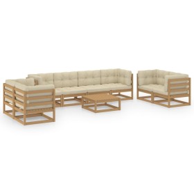 vidaXL 9-tlg. Garten-Lounge-Set mit Kissen Kiefer Massivholz