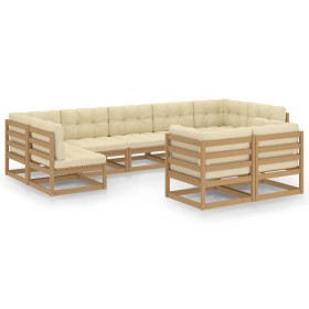 vidaXL 9-tlg Garten-Lounge-Set mit Kissen Honigbraun Massivholz Kiefer