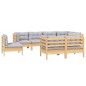 vidaXL 8-tlg. Garten-Lounge-Set mit Grauen Kissen Kiefer Massivholz vidaXL 8-tlg. Garten-Lounge-Set mit Grauen Kissen Kiefer Massivholz