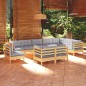 vidaXL 10-tlg. Garten-Lounge-Set mit Grauen Kissen Kiefer Massivholz vidaXL 10-tlg. Garten-Lounge-Set mit Grauen Kissen Kiefer Massivholz