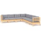 vidaXL 7-tlg. Garten-Lounge-Set mit Grauen Kissen Kiefer Massivholz vidaXL 7-tlg. Garten-Lounge-Set mit Grauen Kissen Kiefer Massivholz