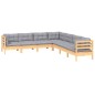 vidaXL 7-tlg. Garten-Lounge-Set mit Grauen Kissen Kiefer Massivholz vidaXL 7-tlg. Garten-Lounge-Set mit Grauen Kissen Kiefer Massivholz