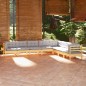 vidaXL 8-tlg. Garten-Lounge-Set mit Grauen Kissen Kiefer Massivholz vidaXL 8-tlg. Garten-Lounge-Set mit Grauen Kissen Kiefer Massivholz