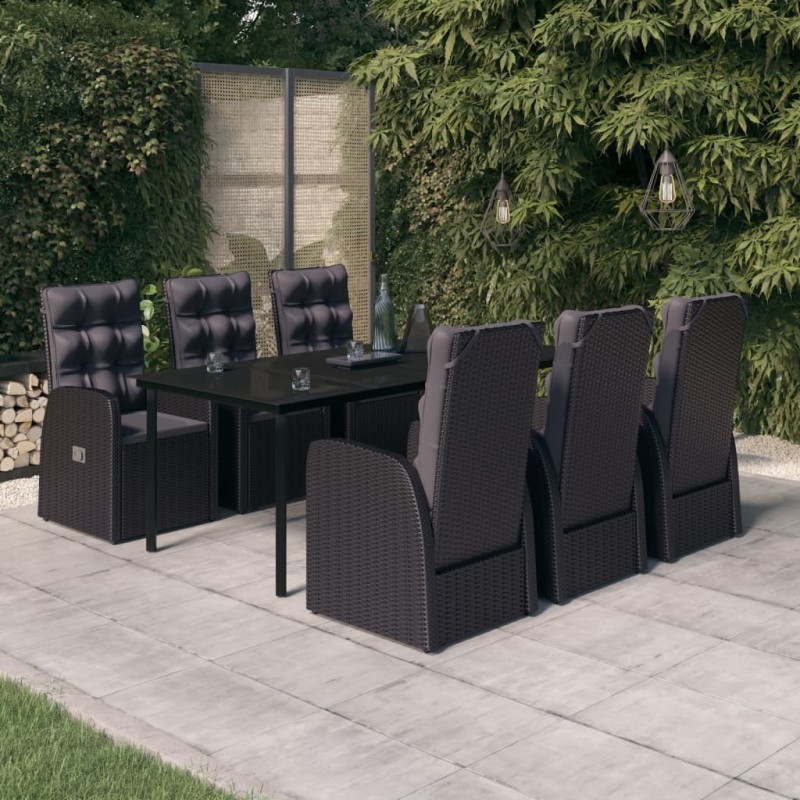 vidaXL 7-tlg. Garten-Essgruppe mit Kissen Schwarz vidaXL 7-tlg. Garten-Essgruppe mit Kissen Schwarz