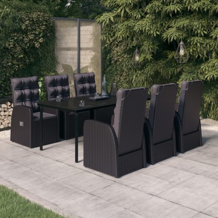vidaXL 7-tlg. Garten-Essgruppe mit Kissen Schwarz