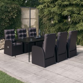 vidaXL 7-tlg. Garten-Essgruppe mit Kissen Schwarz