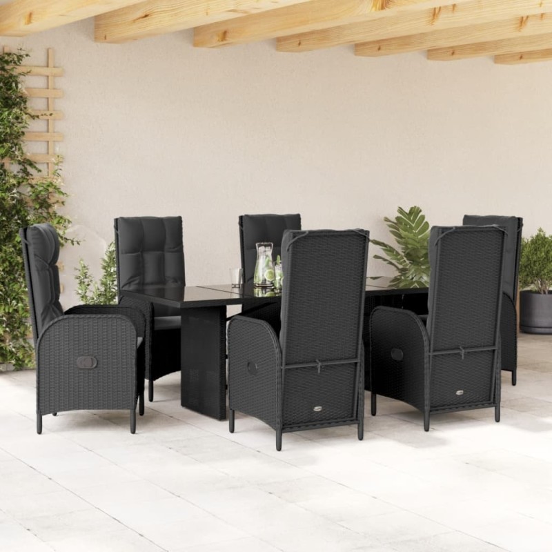 vidaXL 7-tlg. Garten-Essgruppe mit Kissen Schwarz Poly Rattan vidaXL 7-tlg. Garten-Essgruppe mit Kissen Schwarz Poly Rattan