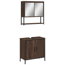 vidaXL 2-tlg. Badmöbel-Set Braun Eichen-Optik Holzwerkstoff