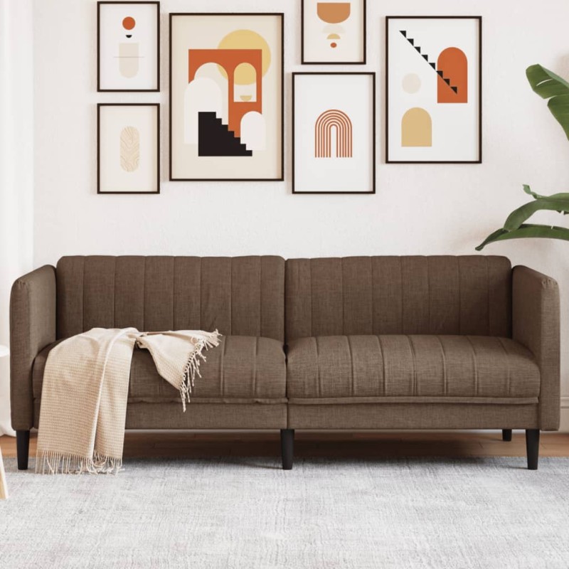 vidaXL Sofa 3-Sitzer Braun Stoff vidaXL Sofa 3-Sitzer Braun Stoff