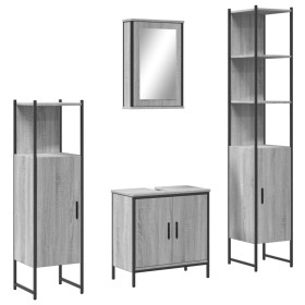 vidaXL 4-tlg. Badmöbel-Set Grau Sonoma Holzwerkstoff