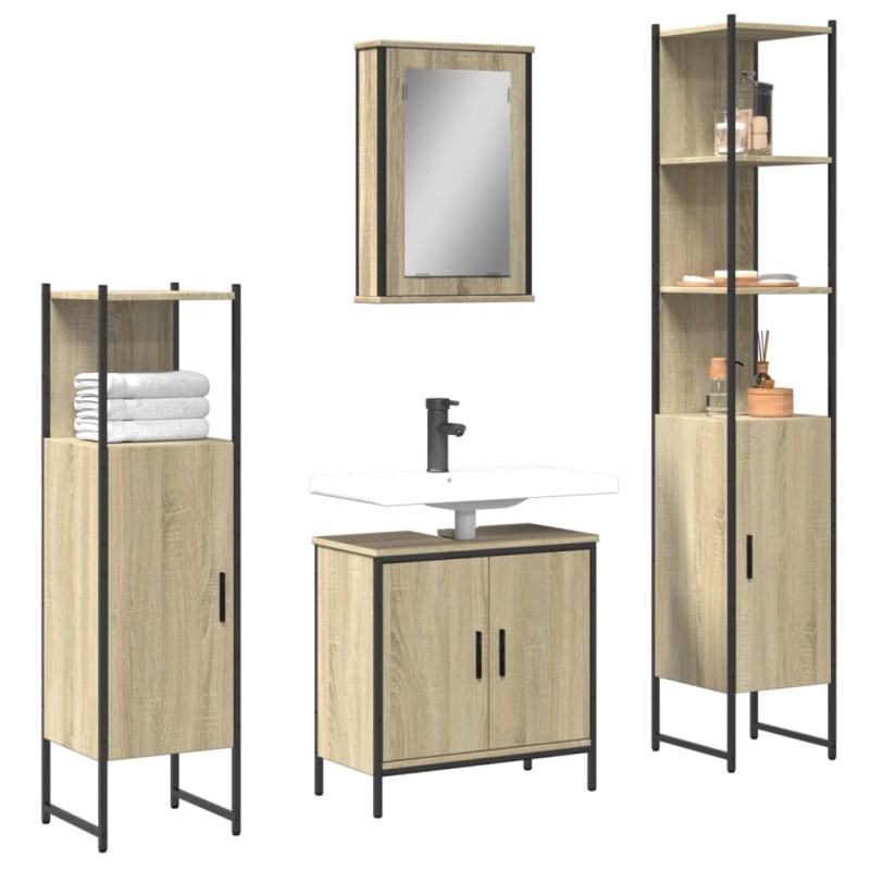vidaXL 4-tlg. Badmöbel-Set Sonoma-Eiche Holzwerkstoff vidaXL 4-tlg. Badmöbel-Set Sonoma-Eiche Holzwerkstoff
