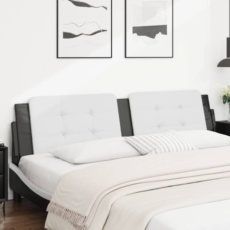vidaXL Kopfteil-Kissen Weiß und Schwarz 200 cm Kunstleder vidaXL Kopfteil-Kissen Weiß und Schwarz 200 cm Kunstleder