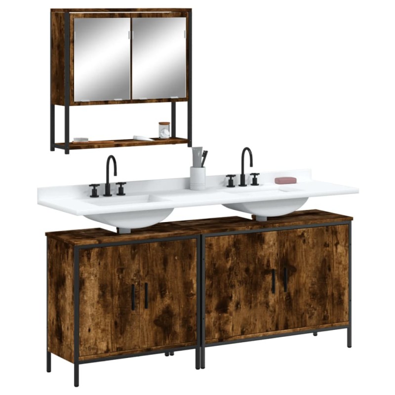 vidaXL 3-tlg. Badmöbel-Set Räuchereiche Holzwerkstoff vidaXL 3-tlg. Badmöbel-Set Räuchereiche Holzwerkstoff