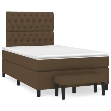 vidaXL Boxspringbett mit Matratze Dunkelbraun 120x190 cm Stoff