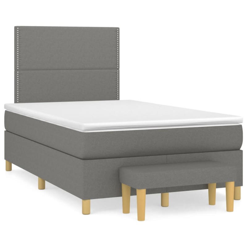 vidaXL Boxspringbett mit Matratze Dunkelgrau 120x190 cm Stoff vidaXL Boxspringbett mit Matratze Dunkelgrau 120x190 cm Stoff