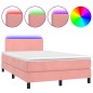 vidaXL Boxspringbett mit Matratze & LED Rosa 120x190 cm Samt vidaXL Boxspringbett mit Matratze & LED Rosa 120x190 cm Samt
