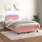 vidaXL Boxspringbett mit Matratze & LED Rosa 120x190 cm Samt vidaXL Boxspringbett mit Matratze & LED Rosa 120x190 cm Samt
