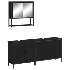 vidaXL 3-tlg. Badmöbel-Set Schwarz Holzwerkstoff