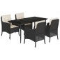 vidaXL 5-tlg. Garten-Essgruppe mit Kissen Schwarz Poly Rattan vidaXL 5-tlg. Garten-Essgruppe mit Kissen Schwarz Poly Rattan