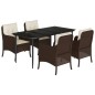 vidaXL 5-tlg. Garten-Essgruppe mit Kissen Braun Poly Rattan vidaXL 5-tlg. Garten-Essgruppe mit Kissen Braun Poly Rattan