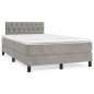 vidaXL Boxspringbett mit Matratze & LED Hellgrau 120x190 cm Samt vidaXL Boxspringbett mit Matratze & LED Hellgrau 120x190 cm Samt