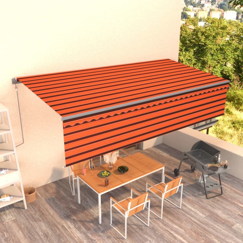 Gelenkarmmarkise Automatisch mit Jalousie 6x3 m Orange Braun Gelenkarmmarkise Automatisch mit Jalousie 6x3 m Orange Braun