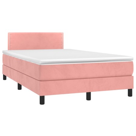 vidaXL Boxspringbett mit Matratze & LED Rosa 120x190 cm Samt