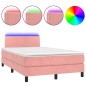 vidaXL Boxspringbett mit Matratze & LED Rosa 120x190 cm Samt vidaXL Boxspringbett mit Matratze & LED Rosa 120x190 cm Samt