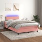 vidaXL Boxspringbett mit Matratze & LED Rosa 120x190 cm Samt vidaXL Boxspringbett mit Matratze & LED Rosa 120x190 cm Samt