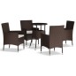 vidaXL 5-tlg. Garten-Bistro-Set mit Kissen Braun Poly Rattan vidaXL 5-tlg. Garten-Bistro-Set mit Kissen Braun Poly Rattan