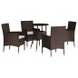 vidaXL 5-tlg. Garten-Bistro-Set mit Kissen Braun Poly Rattan vidaXL 5-tlg. Garten-Bistro-Set mit Kissen Braun Poly Rattan