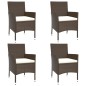 vidaXL 5-tlg. Garten-Bistro-Set mit Kissen Braun Poly Rattan vidaXL 5-tlg. Garten-Bistro-Set mit Kissen Braun Poly Rattan