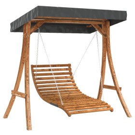 vidaXL Hollywoodschaukel mit Dach Massivholz Fichte mit Teak-Finish