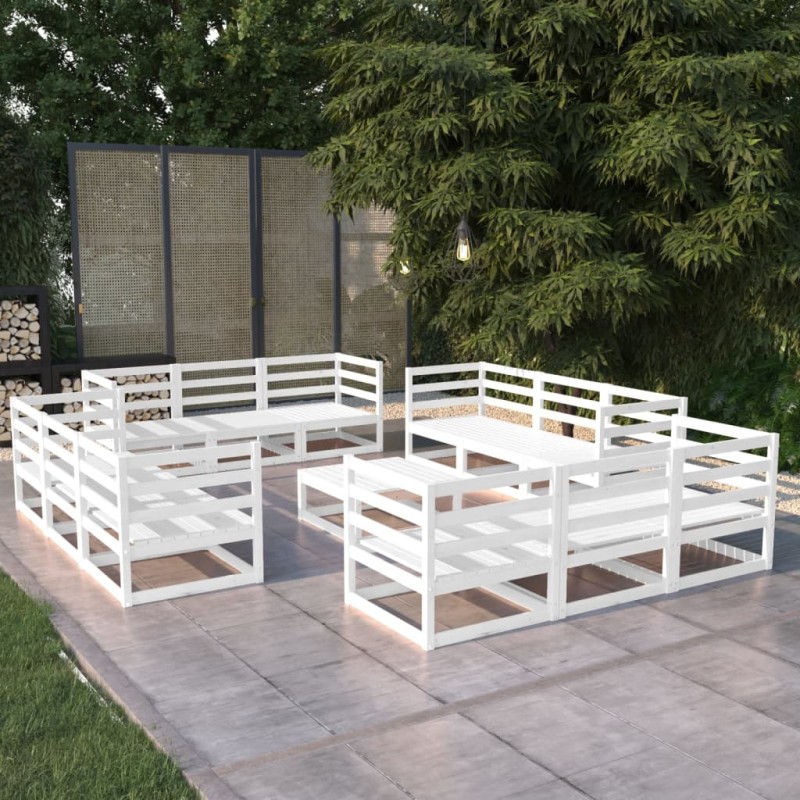 vidaXL 13-tlg. Garten-Lounge-Set Weiß Kiefer Massivholz vidaXL 13-tlg. Garten-Lounge-Set Weiß Kiefer Massivholz