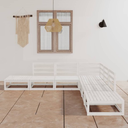vidaXL 7-tlg. Garten-Lounge-Set Weiß Massivholz Kiefer